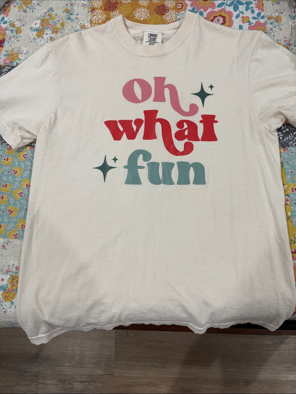 'Oh What Fun' Cream Graphic Tee